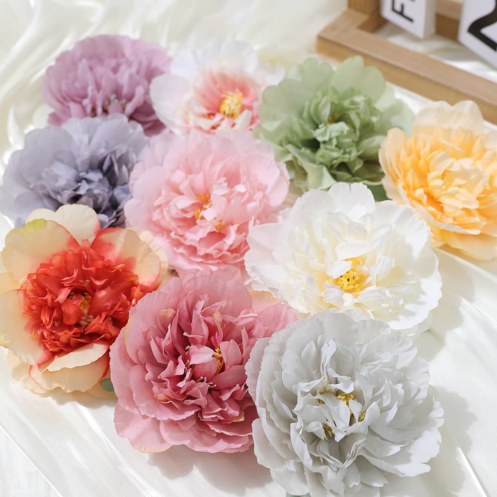 Artificial Peony Flower Head, Ancient Style Hair Accessory DIY Material, High-End Realistic Fake Flower for Scene Decoration