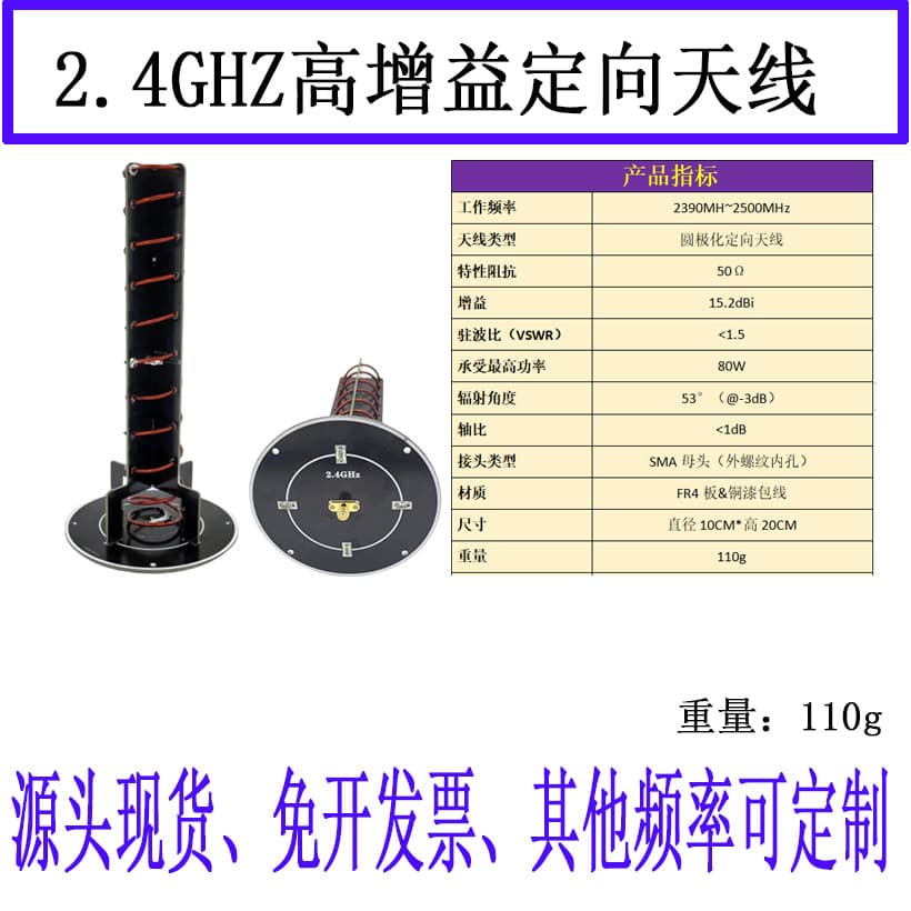 2.4GHz Directional 15dBi Helical Antenna, Video Transmission Antenna for Remote Control Range Extension, High Gain 2400MHz
