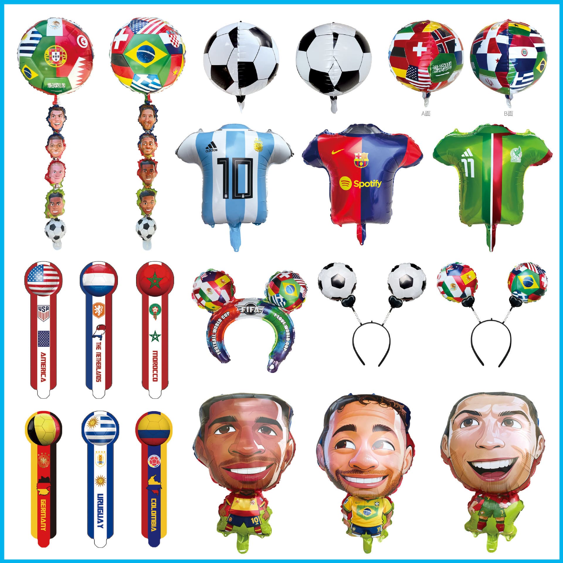New Cross-Border 2026 USA-Mexico-Canada World Cup Soccer Balloon Star Player Jersey Aluminum Foil Balloon Party Supplies