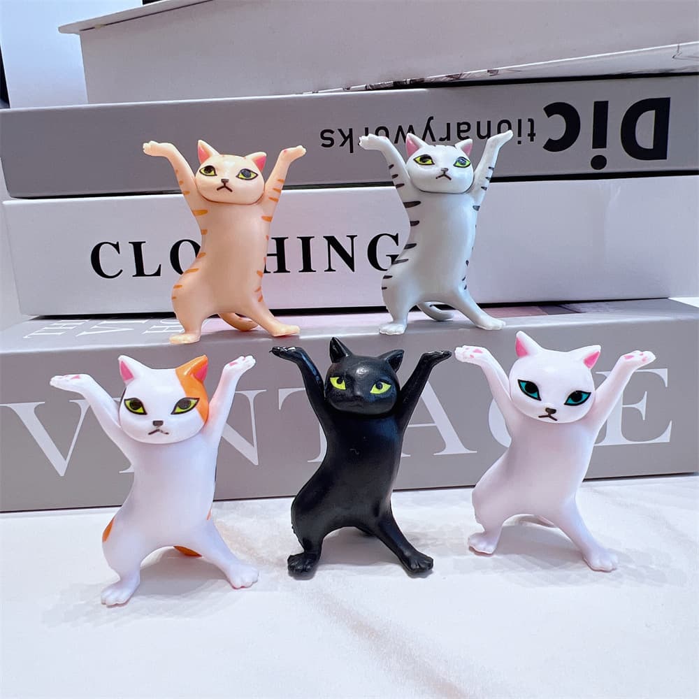 Everything Can Lift - Charming Cat Cartoon Simulation Dancing Cat Five-Piece Set Figurine Desktop Decoration Ornament