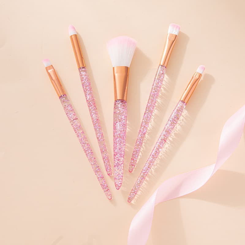 Cross-border Hot Selling 5-Piece Makeup Brush Set with Crystal Handle, Soft Bristle Blush Brush and Eyeshadow Brush