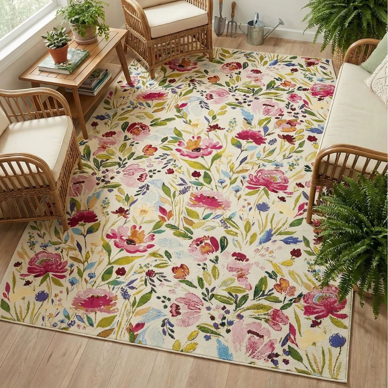 Cross-Border Geometric Living Room Carpet, Full Coverage Thickened Floral Carpet, Stain-Resistant and Durable Bedroom Carpet, Balcony Coffee Table Rug