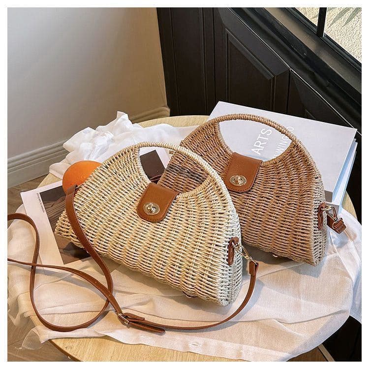 Premium Crossbody Bag Shoulder Straw Bag Niche Handbag Vacation Beach Bag Korean Style Handwoven Straw Bag