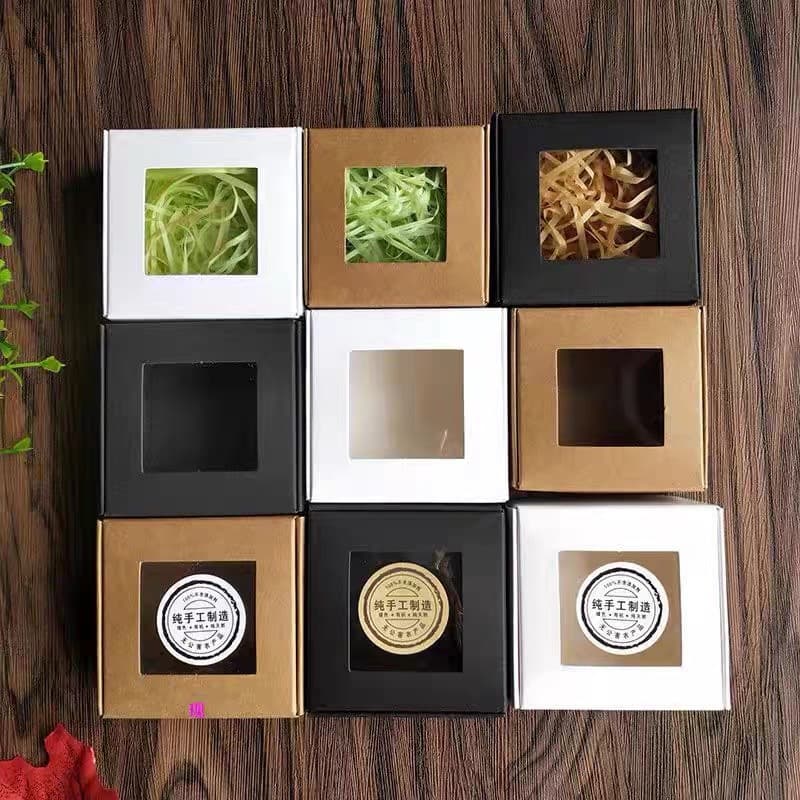 Handmade soap transparent small paper box toy packaging box easy folding window airplane box jewelry gift box kraft paper box