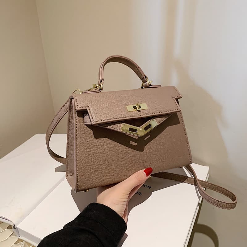 Textured Lock Handbag Mini Square Bag Women 2022 New Versatile Classic Shoulder Crossbody Bag PU Fashion Kelly Bag