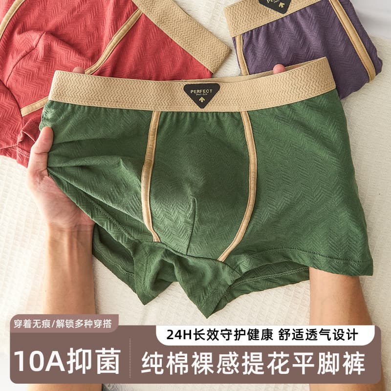 Dropshipping pure cotton autumn and winter new style pure cotton men's underwear antibacterial inner 100 cotton loose and comfortable men's boxer briefs
