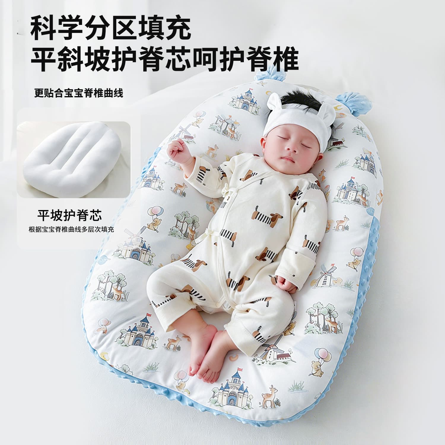 Baby Anti-Spit Up Wedge Pillow, Newborn Anti-Gas and Anti-Choke Feeding Pillow, Lying Down Feeding Pillow, Pillow Pad