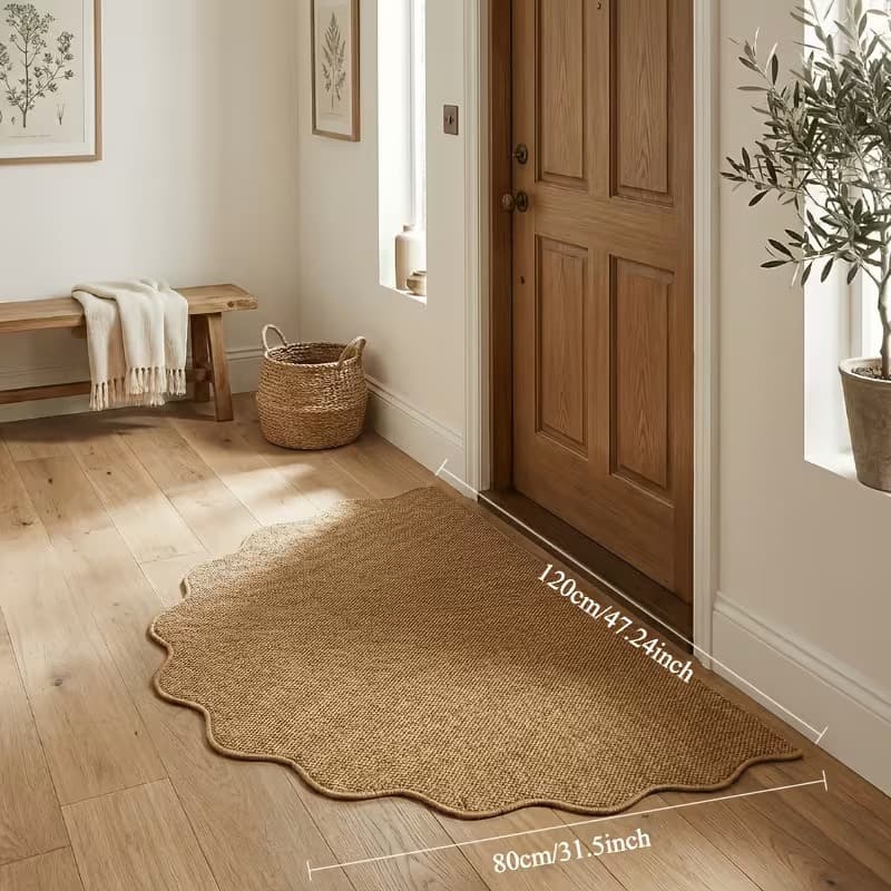 Solid Color Semi-Circular Pineapple Ring Doormat for Entryway, Durable, Stain-Resistant, Easy to Clean