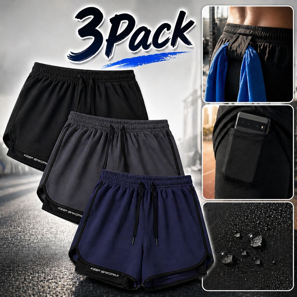 Popular European and American sports shorts for men's summer track and field fitness running lining quick-drying ice silk training pants three-quarter pants