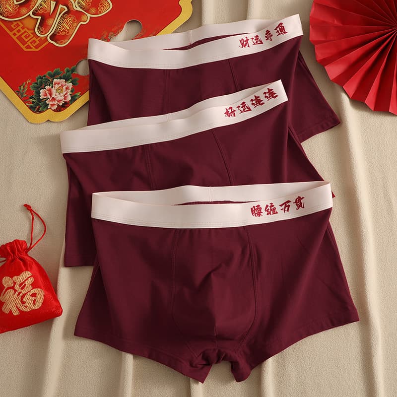 Pure Cotton Breathable Boxer Shorts for Men Lucky Year Design Comfortable Sports Style Suitable for All Ages Pack of 2
