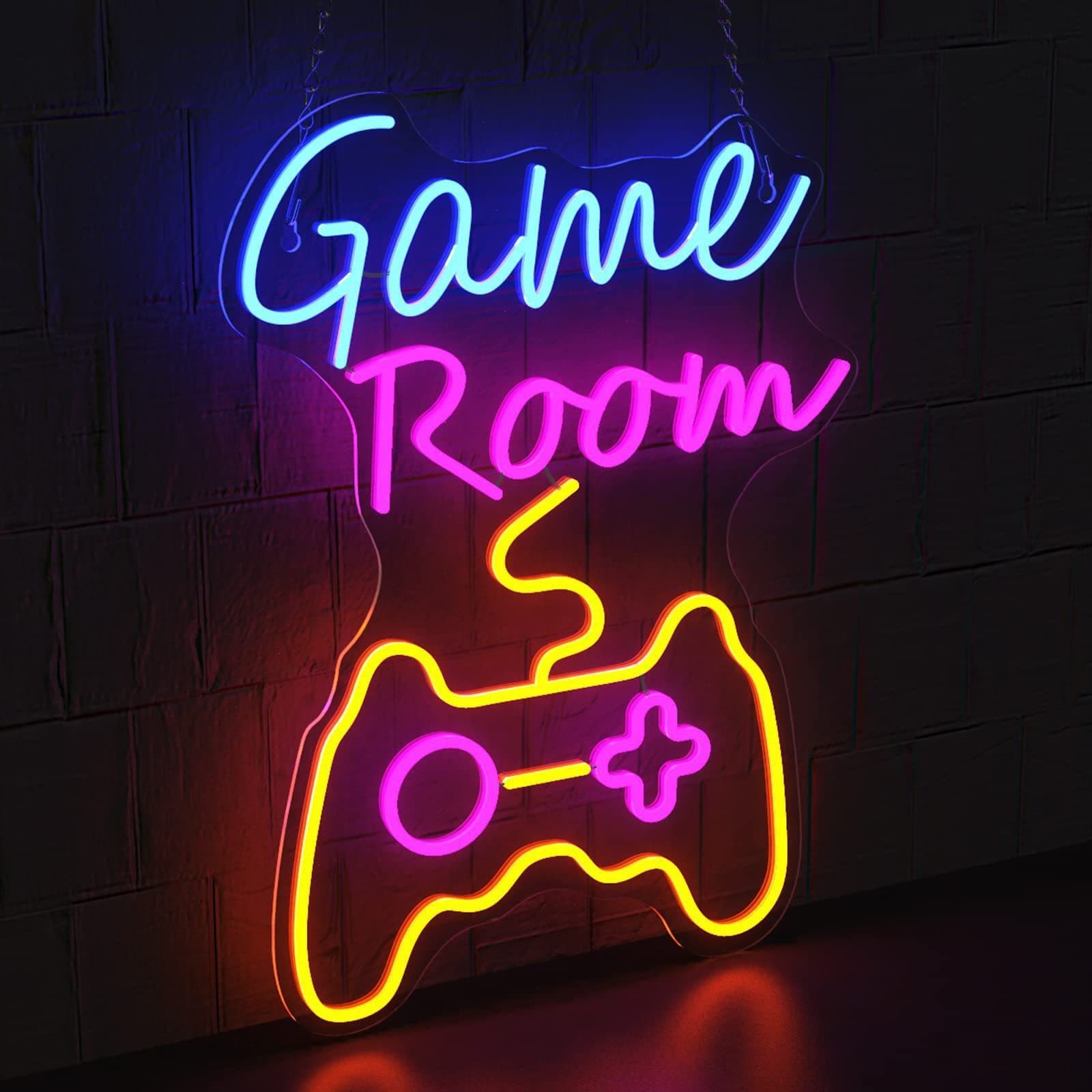 LED Neon Glowing GAME ROOM Game Controller Gaming Bedroom Room Decor Holiday Atmosphere