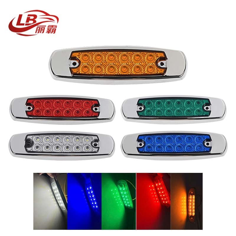 Cross-border Supply 12LED Truck Side Light Flashing Chrome Plated Truck Side Marker Light Trailer Stainless Steel Side Light