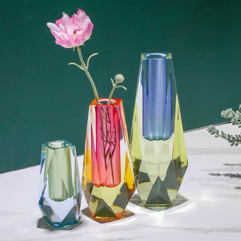 Cross-border creative simple Nordic acrylic home rhombus geometric vase bubble flower holder can be inserted into dried flowers and can be cultivated in water