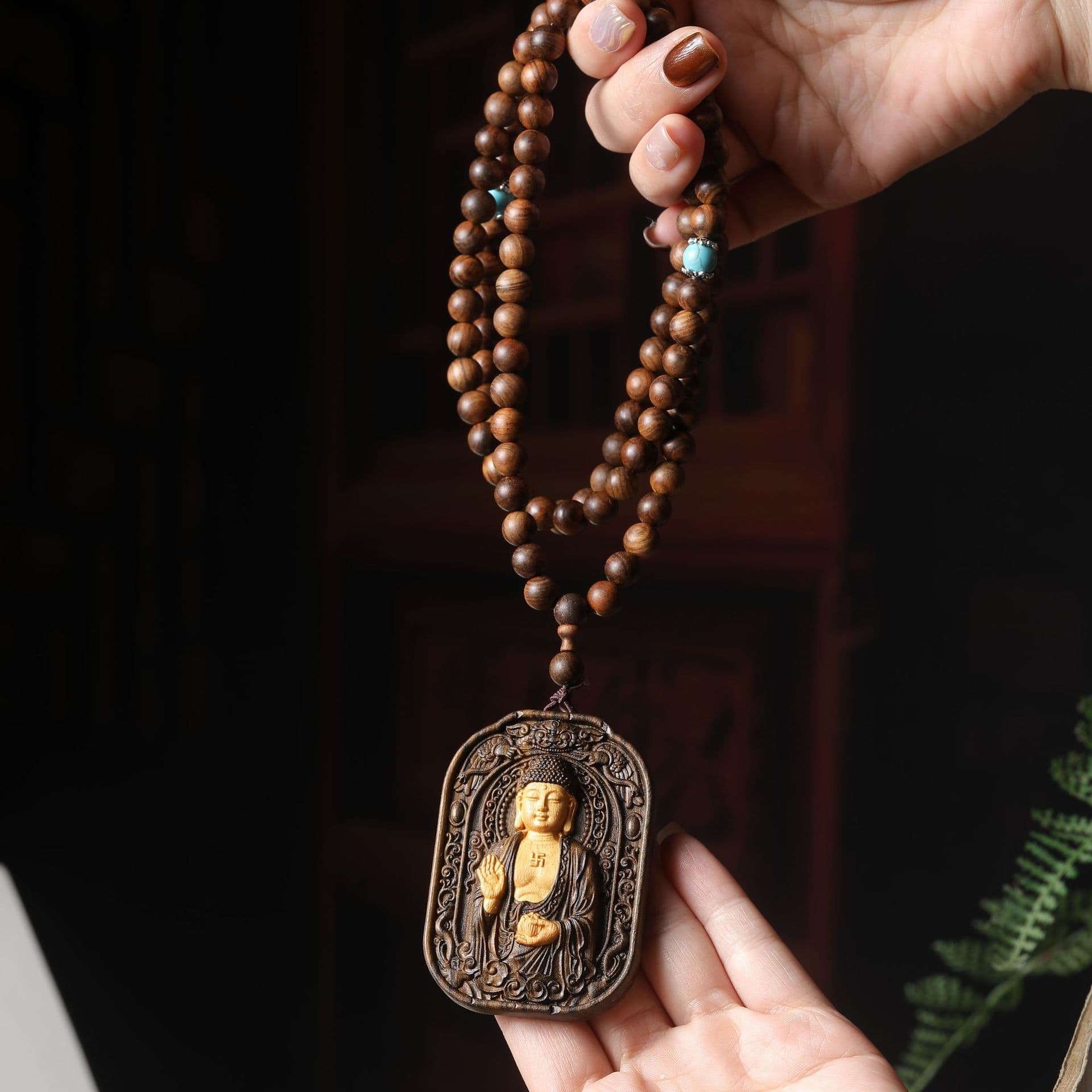 Factory Direct Sale DIY Bracelet Paired with Barbie Sandalwood Mahavairocana Guardian, Cultural Play Wood Carving Small Pendant