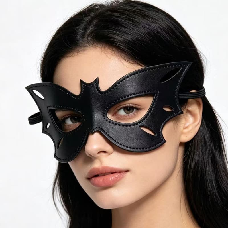 Fashionable leather black nightclub masquerade mask exaggerated Halloween mask party party eye mask European and American style