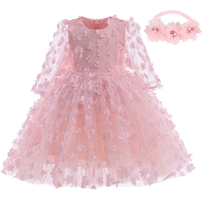 New Arrival Girls' 3D Butterfly Dress for Foreign Trade, Fresh and Elegant Children's Cinched Waist Princess Dress Performance Gown