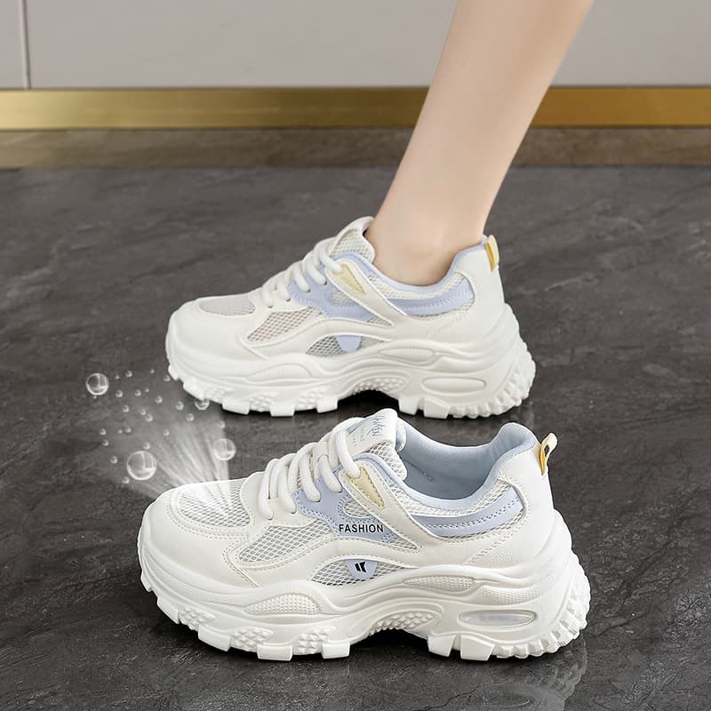 Mesh Breathable Sports Shoes Women 2026 Summer Agassi Shoes Thick Sole Inner Height Increase Casual Women's Shoes Cloud-Like Dad Shoes