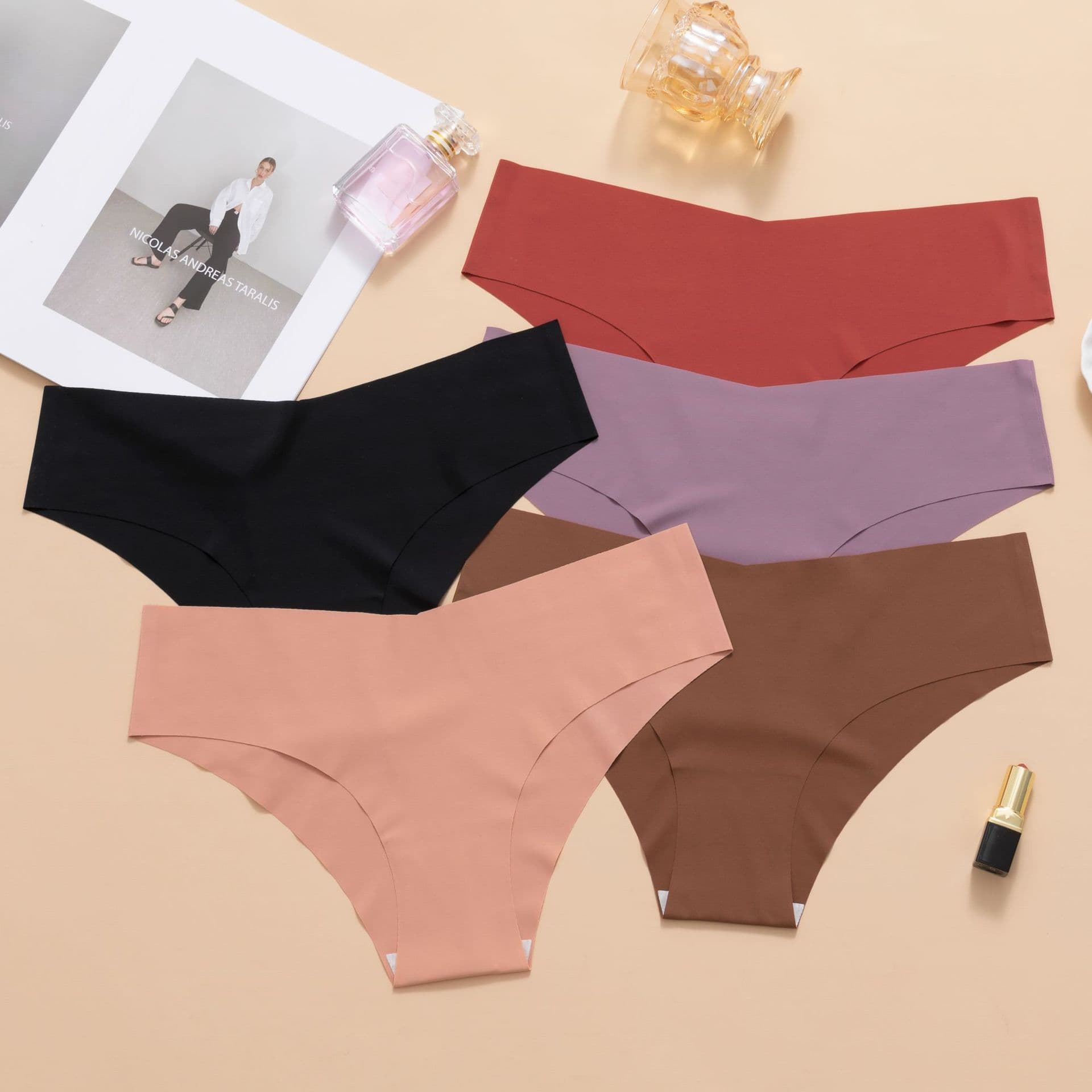 Cross-Border Breathable Sports Yoga Quick-Dry Ice Silk Seamless Panties for Women, Low-Rise Sexy Lifting Cotton Crotch Ladies Underwear