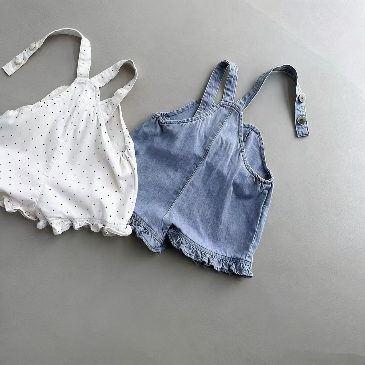 Korean Style Ins Lace Large Pocket Suspender Shorts for Girls Summer Polka Dot Denim Overalls Breathable Versatile Trendy