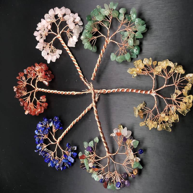 Cross-border lucky crystal money tree ornament, copper wire semi-finished product, crystal tree handmade DIY material, money tree accessories