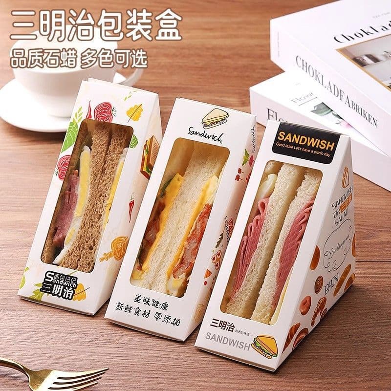 Triangle Sandwich Packaging Box with Window, Thickened Transparent Food Container for Bread