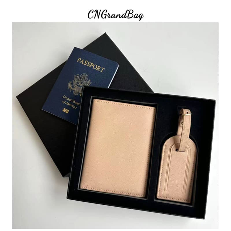 Foreign trade spot wholesale leather passport holder simple travel ticket holder multi-functional passport bag luggage tag gift box set