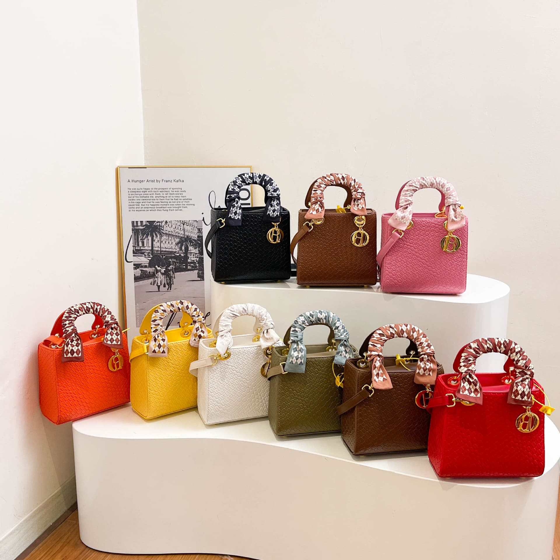 Women's Bag 2026 New Woven Scarf Lady Dior Bag Women's European and American Retro Handbag Shoulder Crossbody Bag