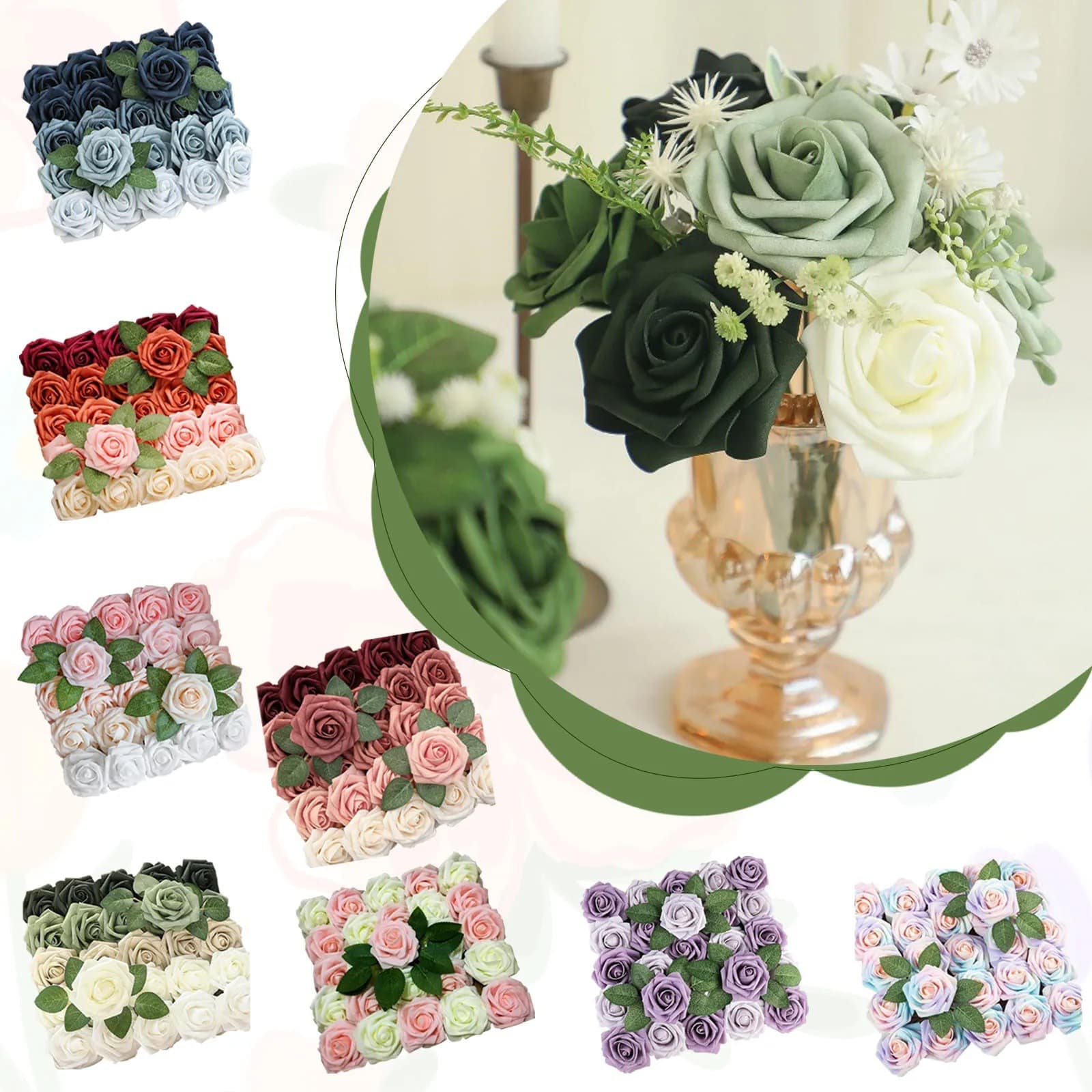 Cross-border artificial flower gift box foam PE rose gradient artificial flower with stem wedding decoration Valentine's Day gift