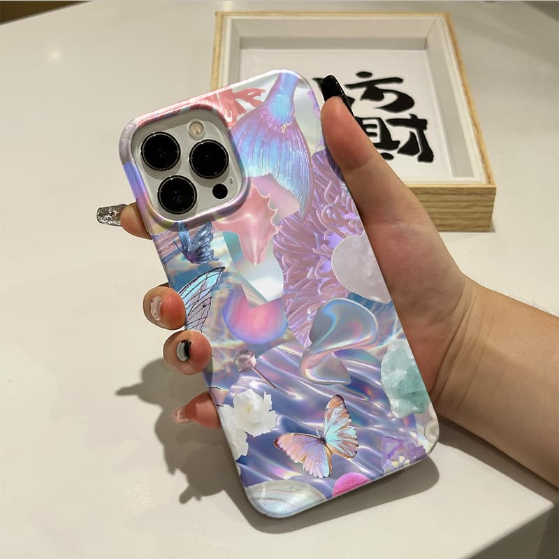 TK Best-selling Colorful Crystal Butterfly Case for iPhone 15 Large Hole, Apple 17 High-Aesthetic Protective Cover