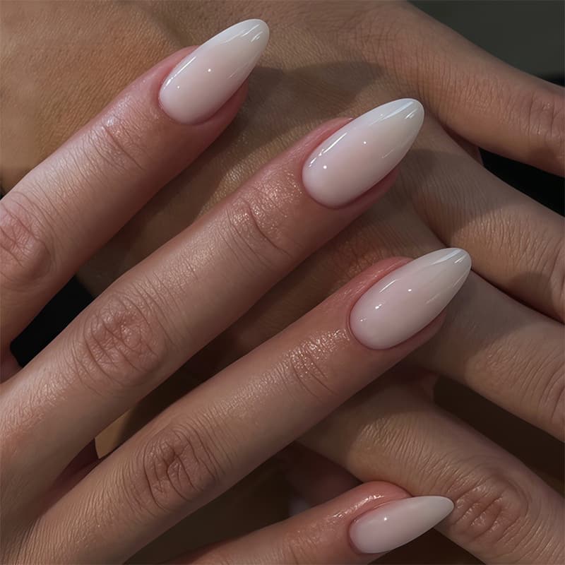Cross-border Solid Color Marble Press-On Nails Almond Style Simple Elegant Women Fake Nails Press-On Tips Wholesale for Export