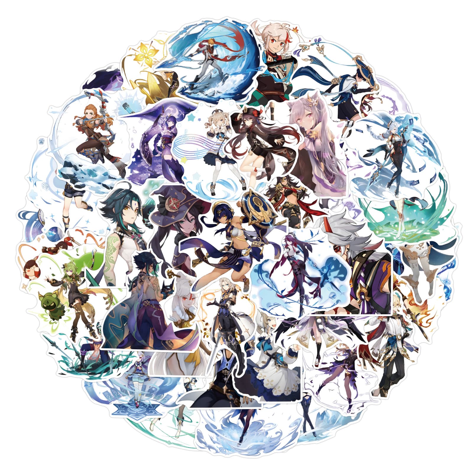 50 New Style Genshin Impact Trendy Game Graffiti Stickers Water Cup Computer Decoration Waterproof Sticker