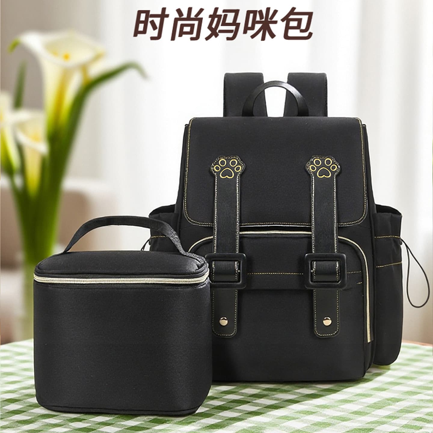 New Multifunctional Mom Bag with Independent Milk Bottle Compartment, Large Capacity Outdoor Maternity Bag, Insulated Lunch Bag, Can Be Hung on Stroller