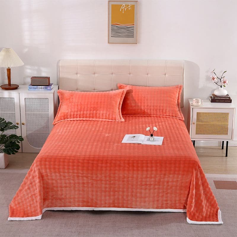 Winter Soft Bubble Velvet Thick Warm Fleece Blanket, Faux Rabbit Fur Fleece Non-Slip Blanket Bed Sheet
