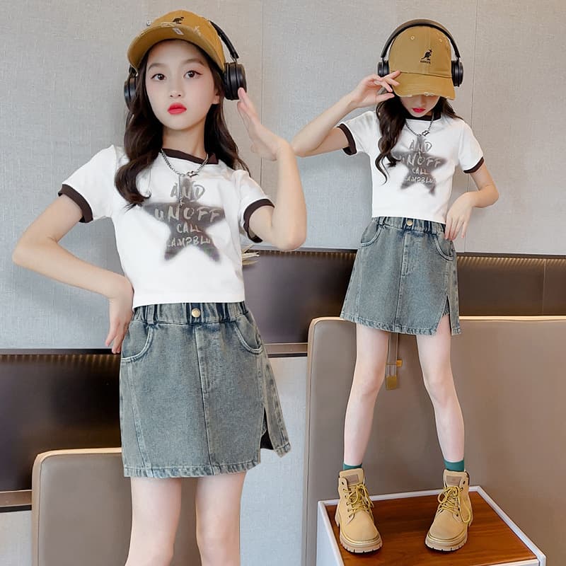 Cross-border Wholesale Girls' Skirt Pants Summer Children's Thin Pants Girls' Big Kids Denim Shorts Summer Outerwear Pants