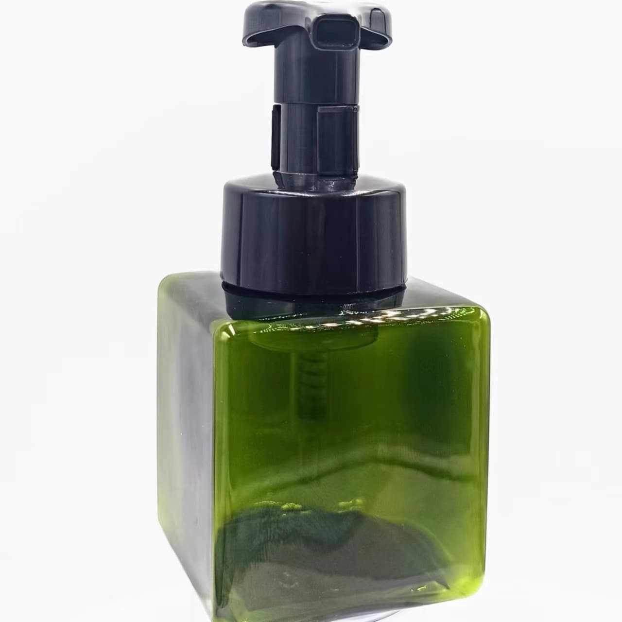 250ML Mousse Bottle, PET Square Foam Bottle in Dark Green for Foaming Hand Soap, PETG Dispenser Bottle with Foaming Function