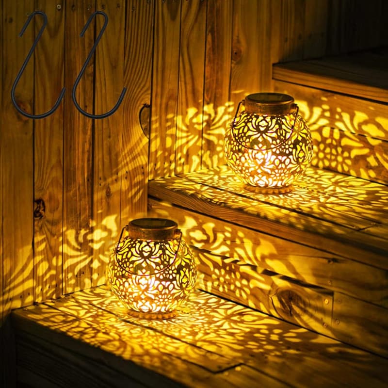 In Stock Cross-Border New Solar Hollow Lantern Outdoor Lawn Garden Decoration Courtyard Night Light