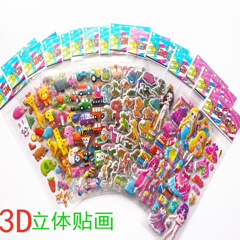 Children's Animal Bubble Stickers Cartoon 3D Embossed Animal Anime Stickers Dinosaur Layered Stickers Wholesale
