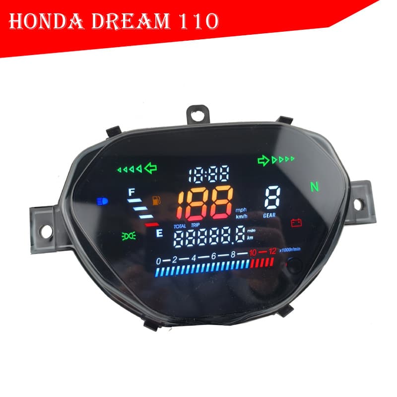 Compatible with DREAM 110 Motorcycle Electronic Instrument Upgrade LED Digital Speedometer, High-Definition Auto-Brightness Adjustment