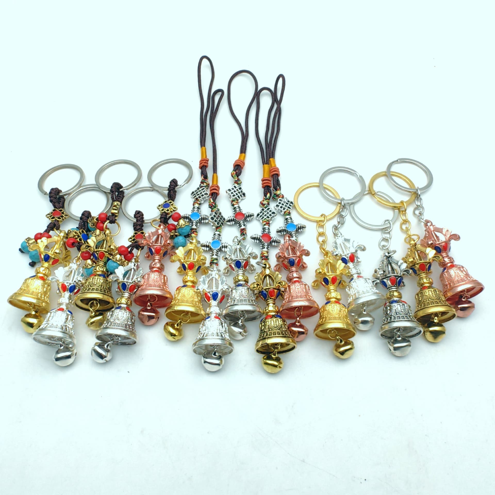 Tibetan jewelry, alloy two-color Vajra pestle, Vajra bell pendant, six-character mantra, car hanging jewelry, bag hanging jewelry