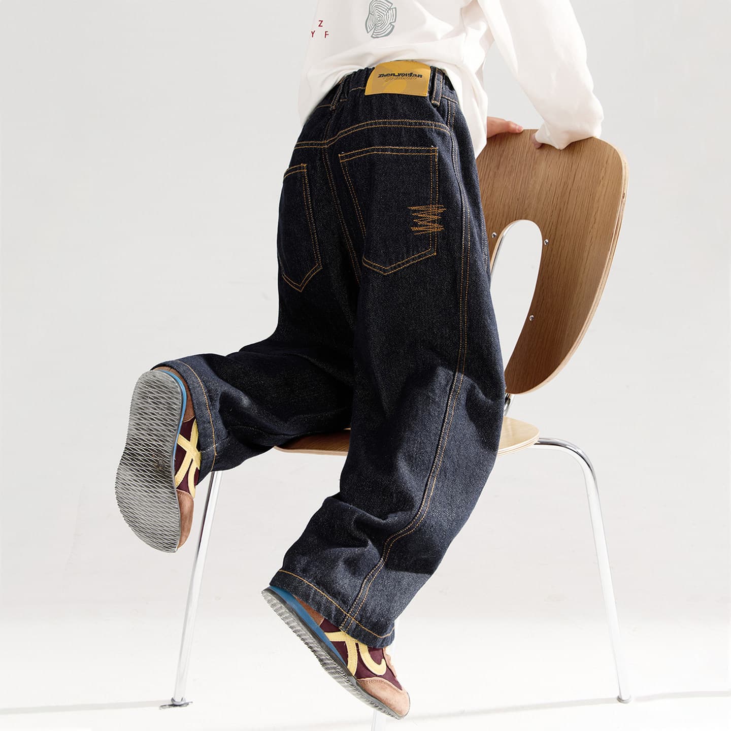Boys' Jeans for Big Kids 2026 New Autumn Fashion Trendy Teenagers Stylish Wide-Leg Pants Children's Spring and Autumn Trousers