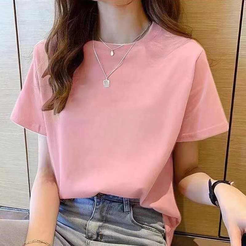 Short Sleeve T-Shirt Women 2025 Summer Round Neck Top Printed Half Sleeve Unisex Loose Fit Pure Cotton Short Sleeve T-Shirt Women