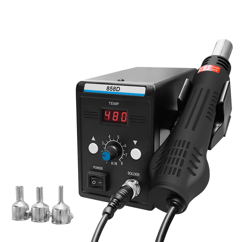 Factory Direct 858D Hot Air Gun Soldering Station Digital Display Constant Temperature Hot Air Soldering Station for Home Mobile Phone Repair Desoldering Station