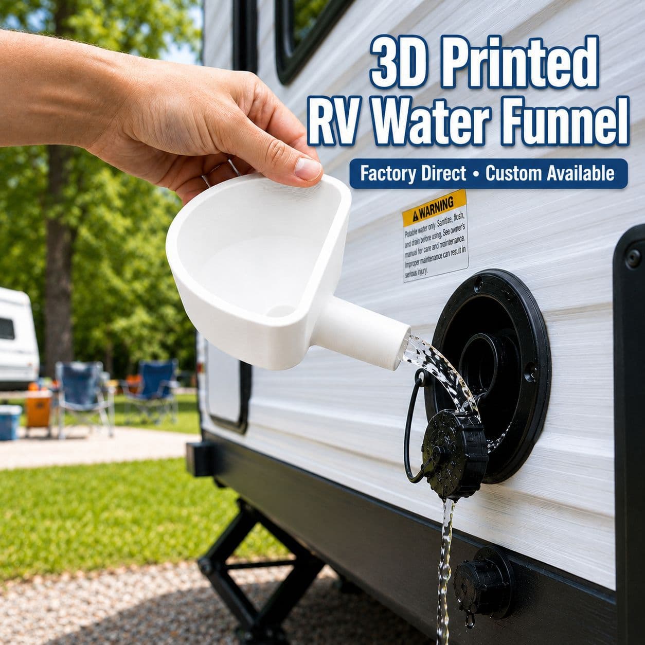 Cross-Border Bestseller 3D Printed RV Fresh Water Tank Filling Funnel