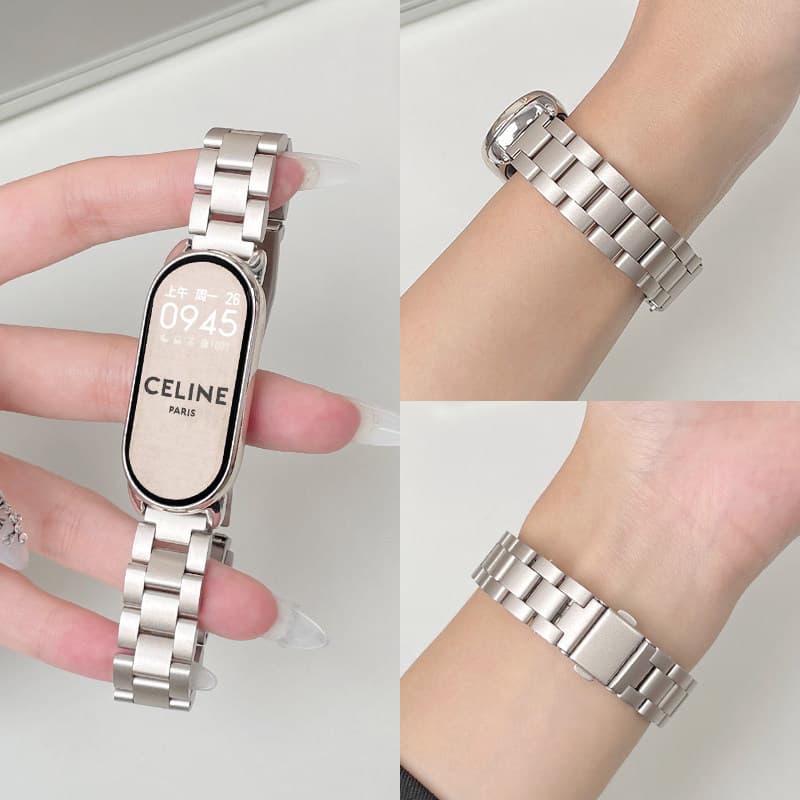 Suitable for Xiaomi Mi Band 10 strap metal Xiaomi Mi 9 bracelet stainless steel three-piece wrist strap solid 89nfc version strap
