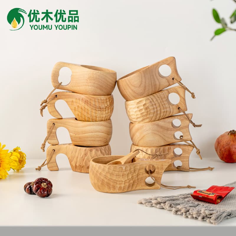 Factory wholesale rubber wood casual cup, hand-carved tortoiseshell pattern, milk coffee cup, tea cup, wooden water cup, custom LOGO