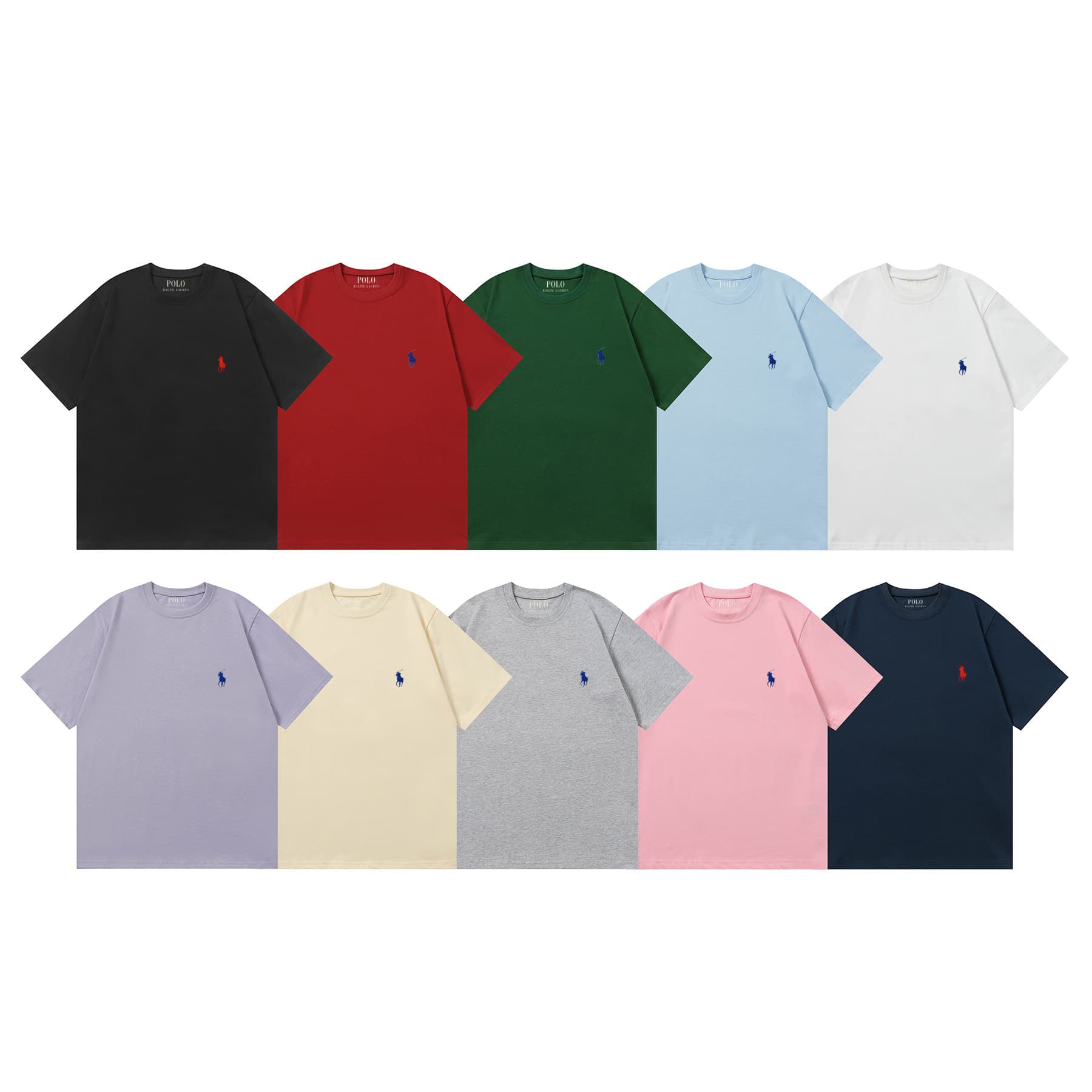 26s Cross-border Trade Ralph Lauren New Basic Collection Pony Embroidery Cotton Crew Neck Multicolor Men's and Women's Short Sleeve T-Shirt