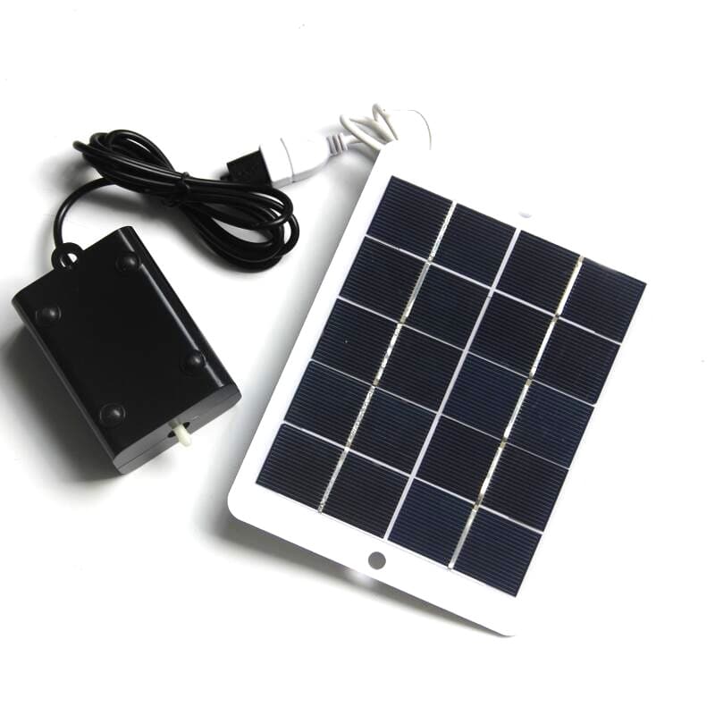 3W5V Solar Oxygen Pump, Portable Fishing Aerator, Dual-Purpose Power Bank and Aquarium Aerator with Double Air Stones