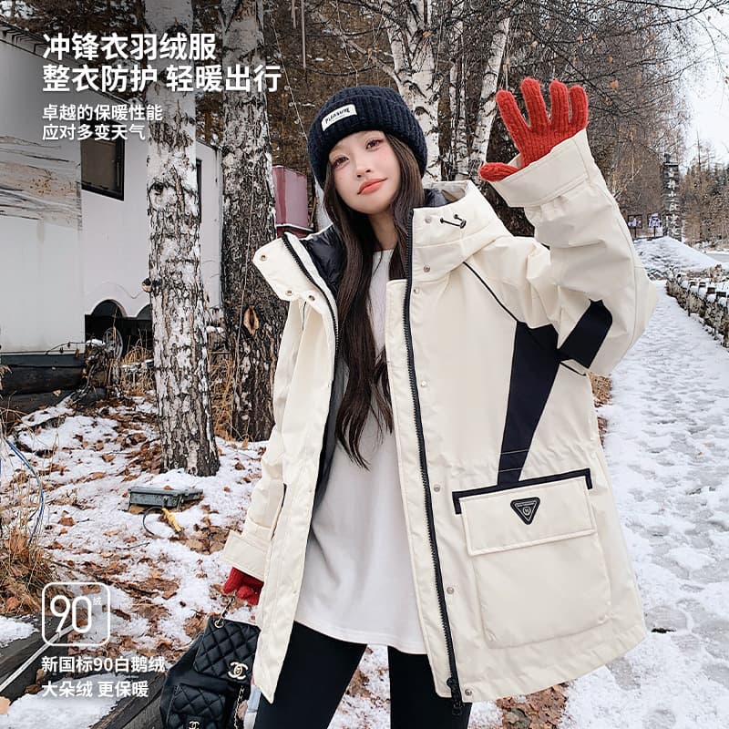 [Detachable lining and shell] 90% goose down plus-size down jacket for women up to 250 lbs, three-in-one parka for heavy women up to 200 lbs, parka coat