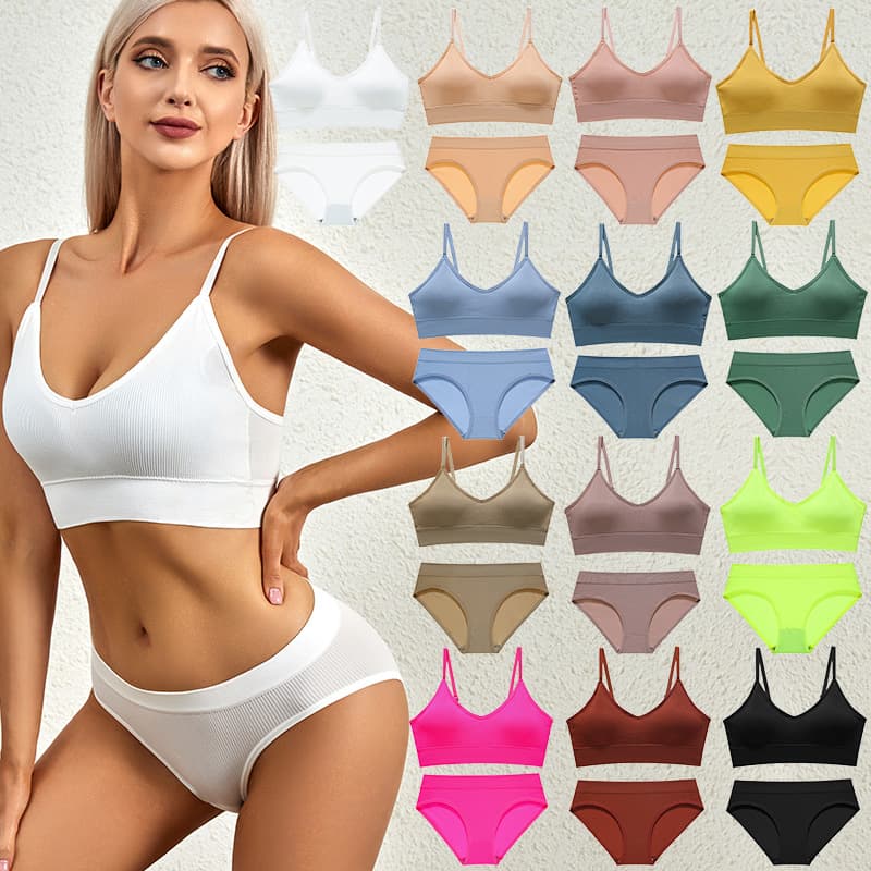 Custom Seamless Lingerie Set for Women, Comfortable Wire-Free Sexy Camisole Vest, Thin Breathable Push-Up Backless Bra