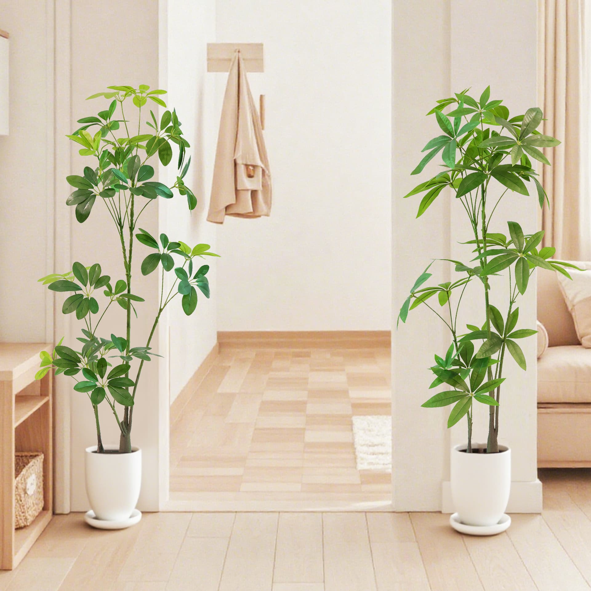 Artificial Green Plant High-End Octagonal Gold Pan Indoor Living Room Decoration Bionic Plant Floor Large Potted Ornament